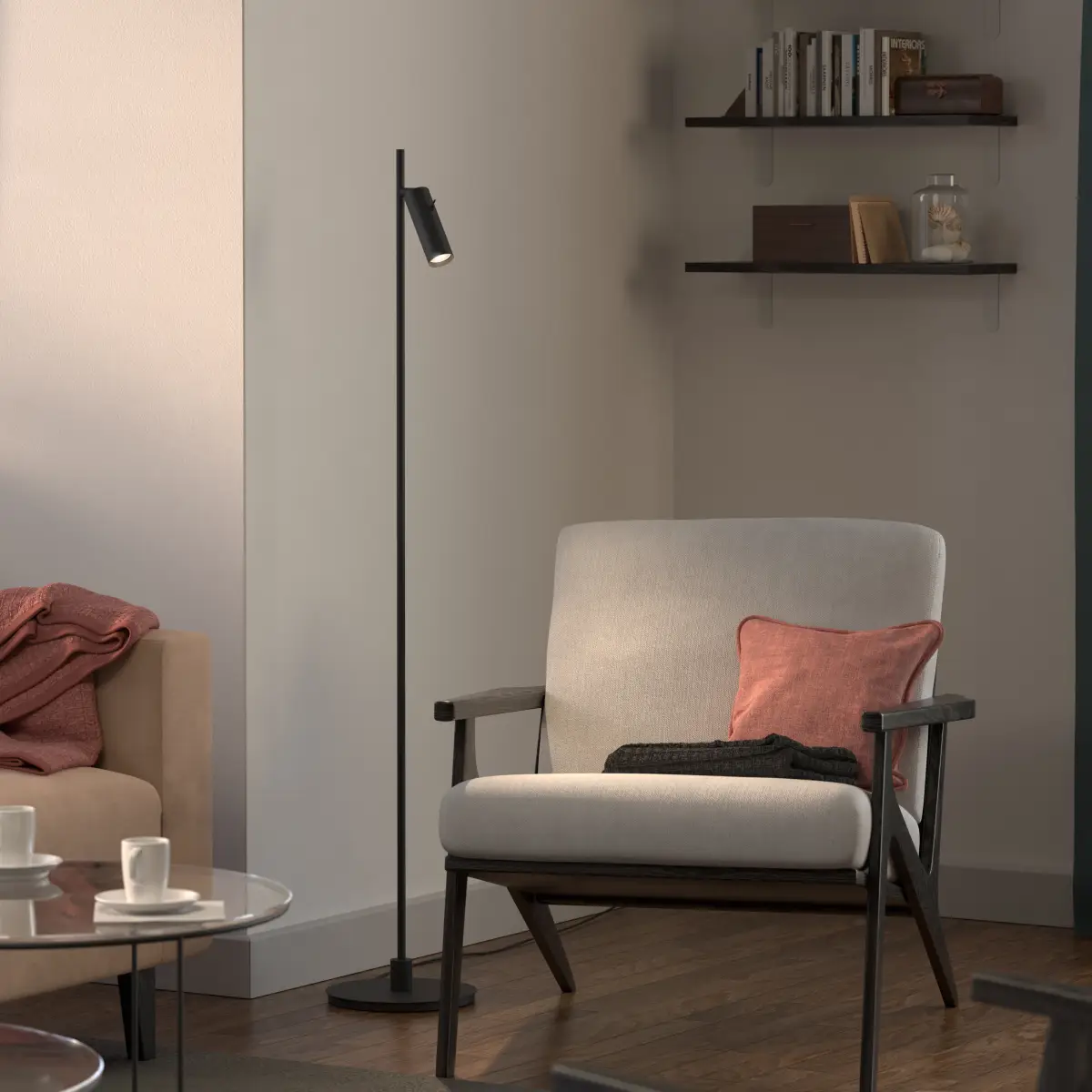 Pipeline Single Floor Lamp Ø19.9 x H132.3 cm Metal Matte Black