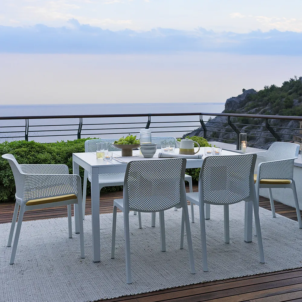 Rio Alu Dining Table 210/280x100 cm White