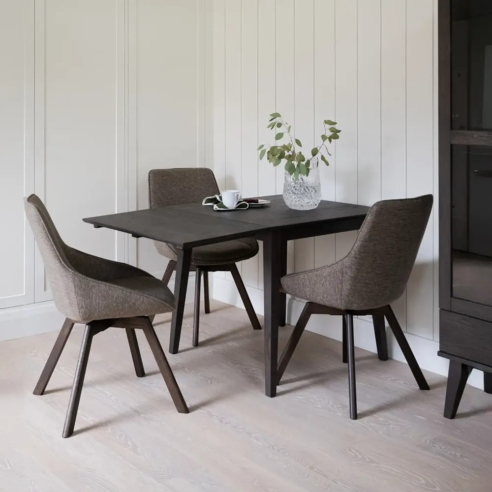 Alison dining chair darkbeige fabric/brown oak legs