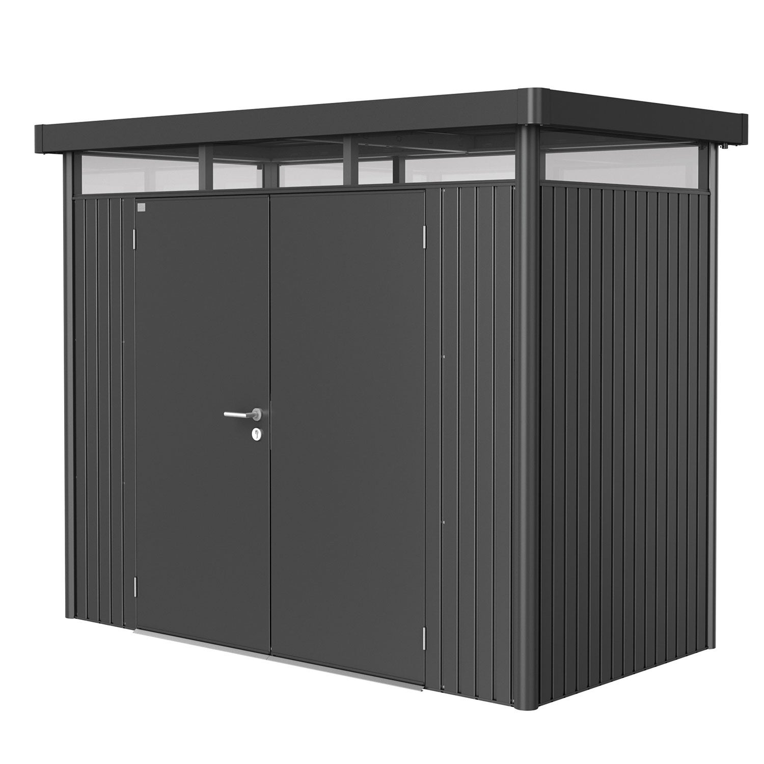Highline Garden shed double door size h1 metallic dark grey Biohort