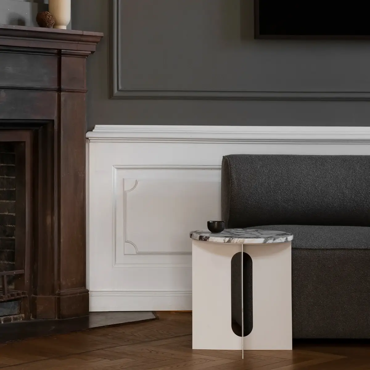  Androgyne Side table/base Ivory Steel - Ø40 cm