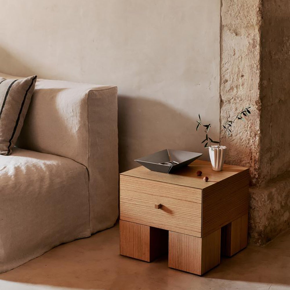Kuben Bedside Table 1x1 - Natural Oak Veneer