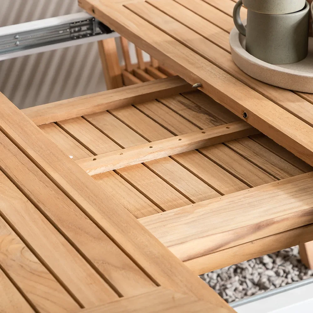 Panama Dining Table 224-324x100 cm White/Teak