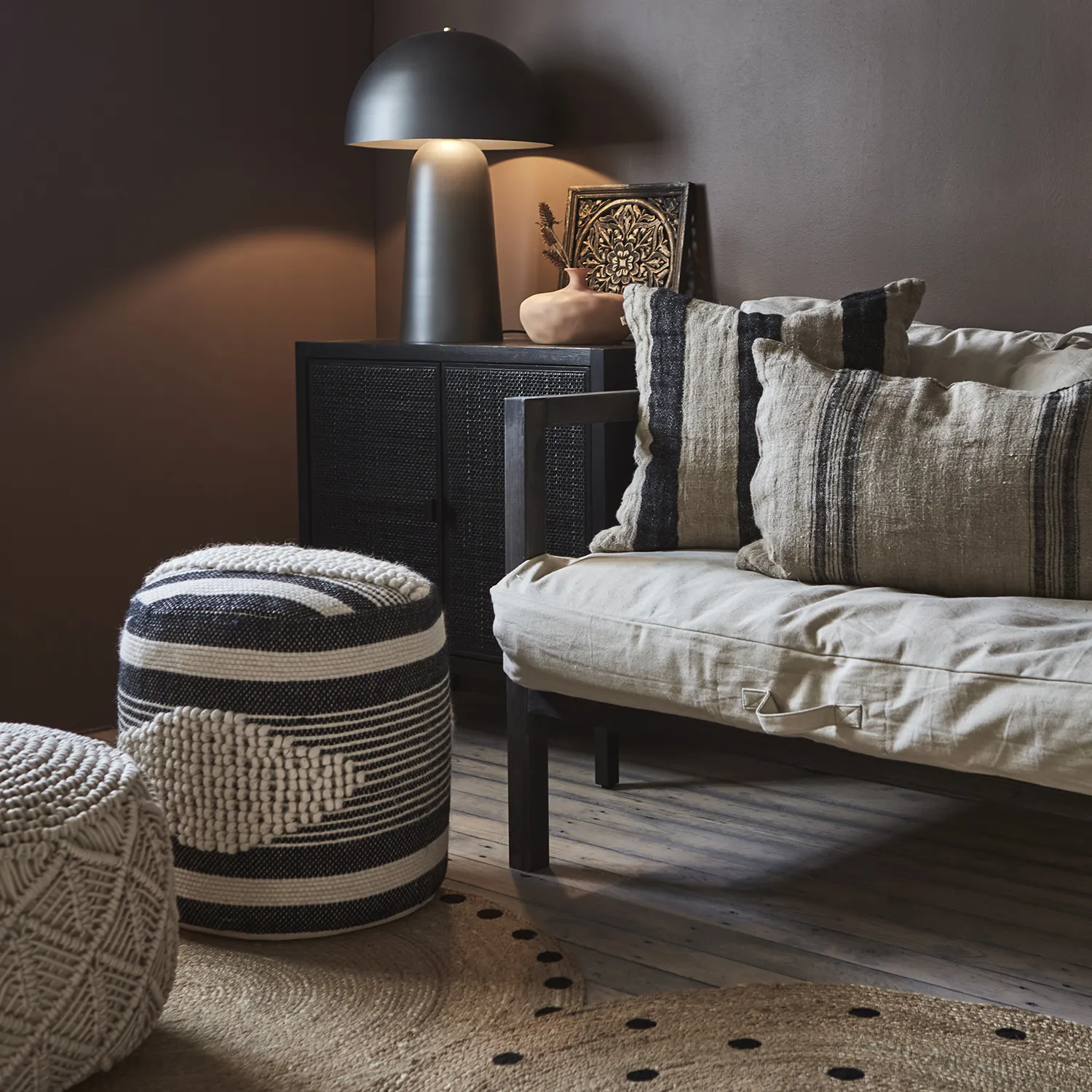 MINNA pouf black/ivory