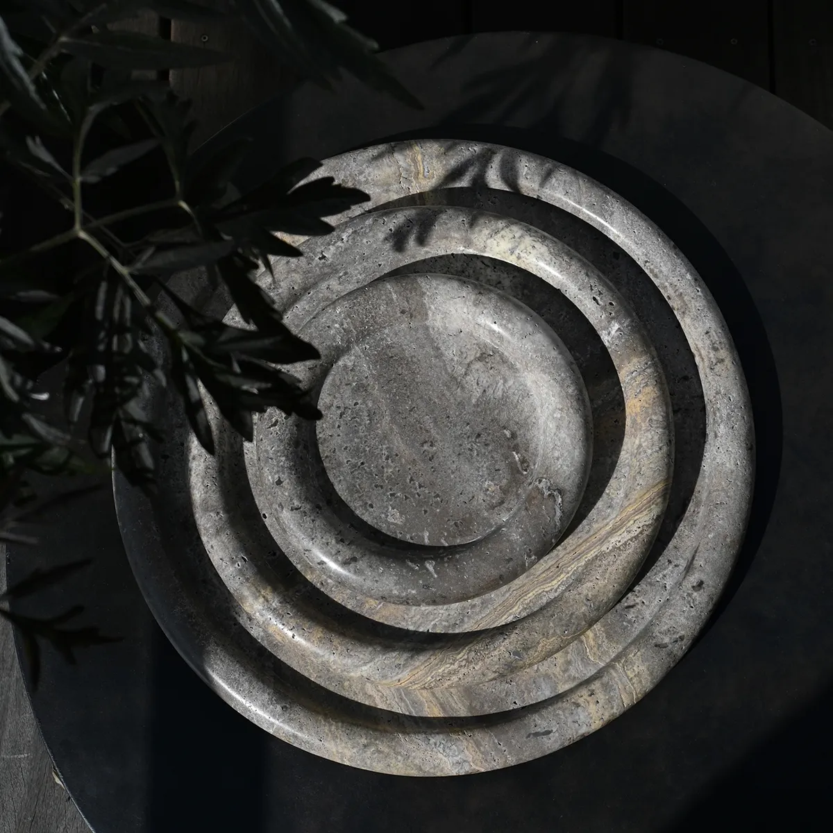 Decorative Tray in Travertine Enkei Maxi Ø 40 cm