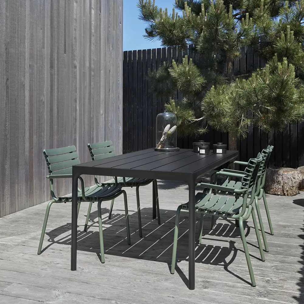 Four dining table 160x90 cm black aluminium