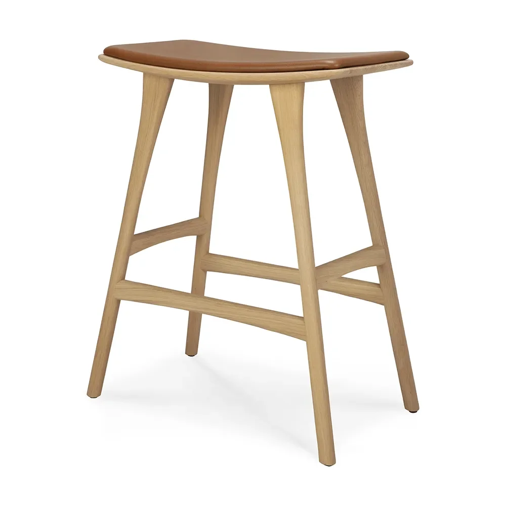 Osso Barstool Low Oak/Cognac leather