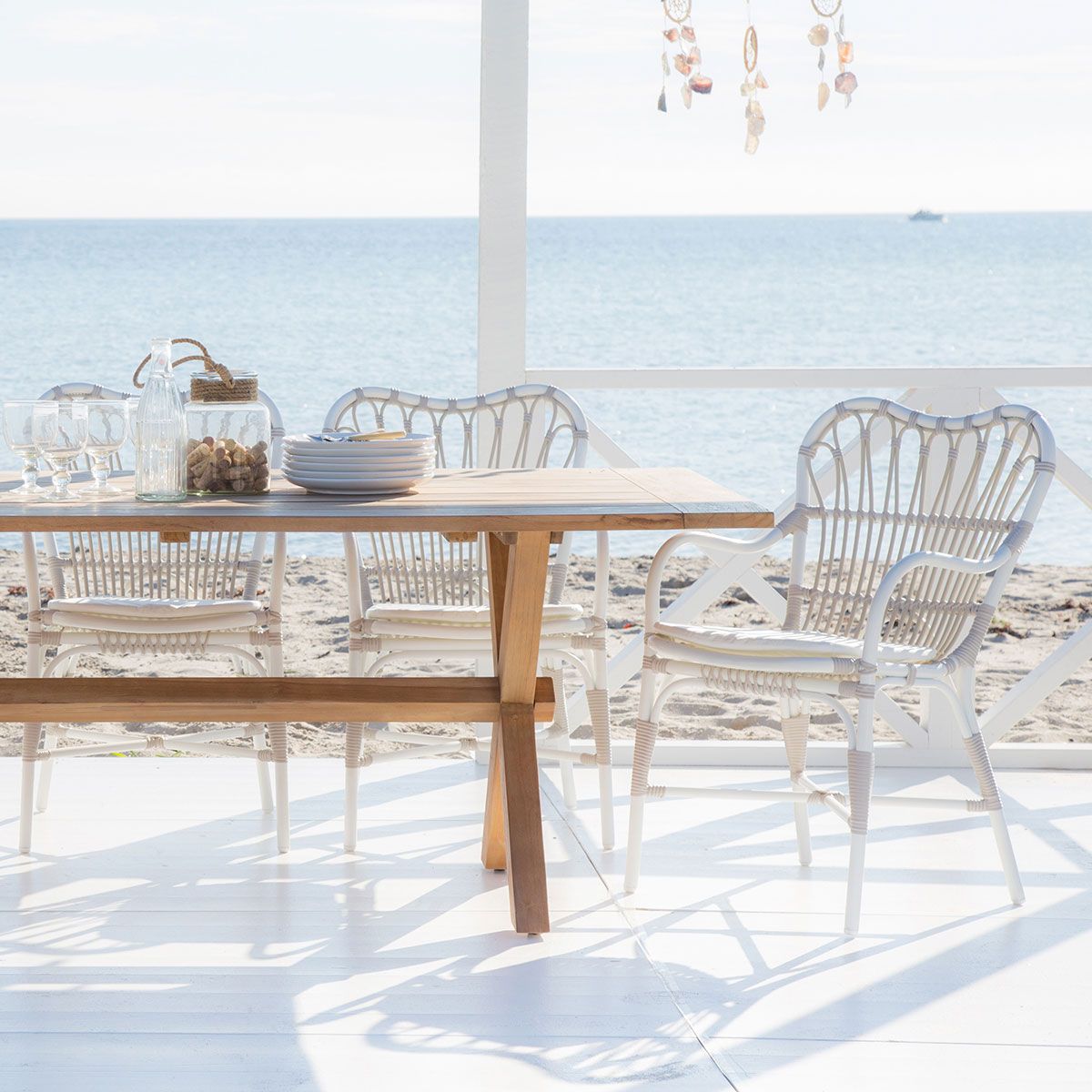 Margret armchair rattan white / beige