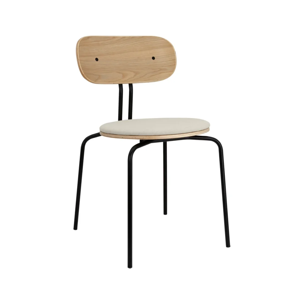 Curious Dining Chair Oak/Black Metal White Sands