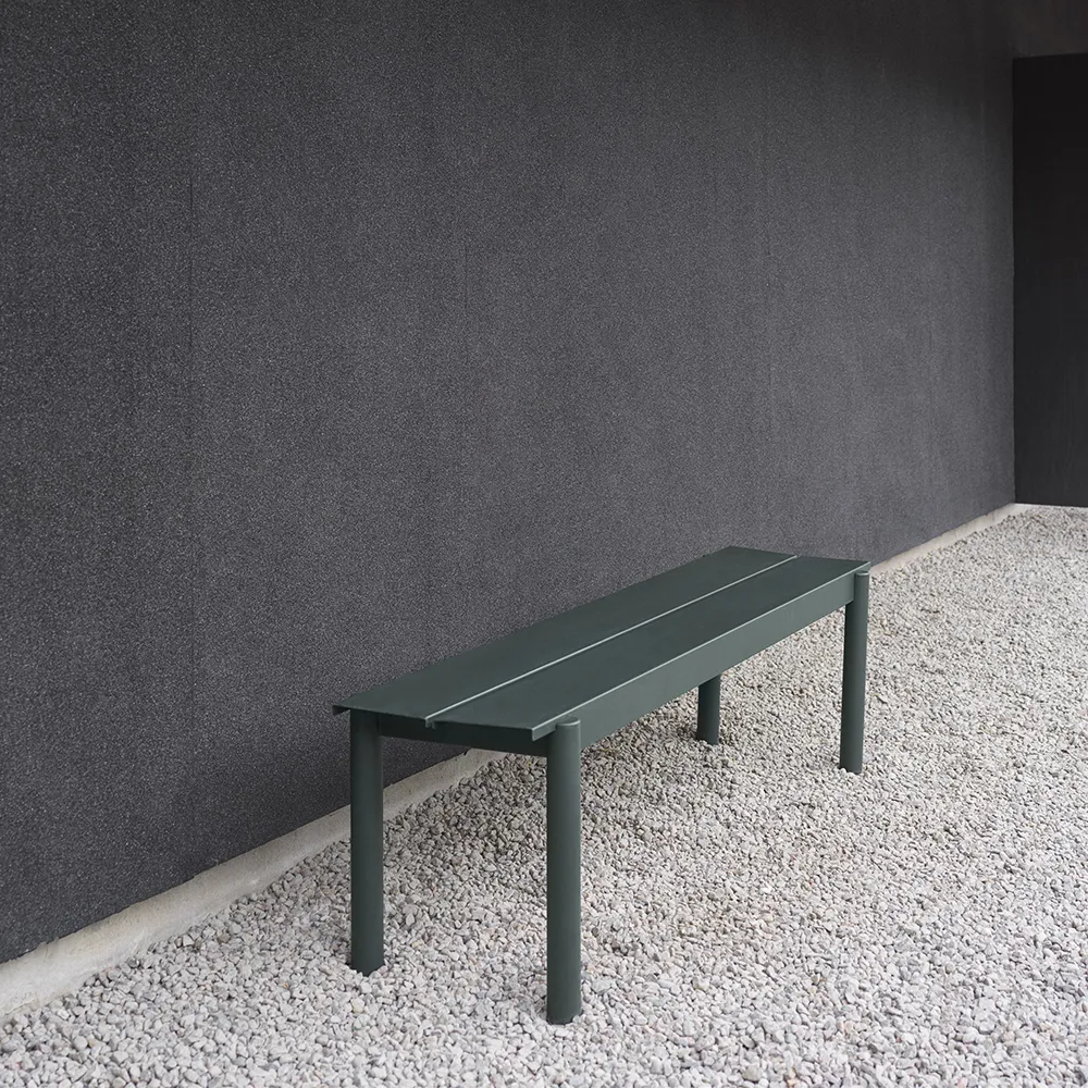 Linear Steel Bench 110x34 cm Dark Green 