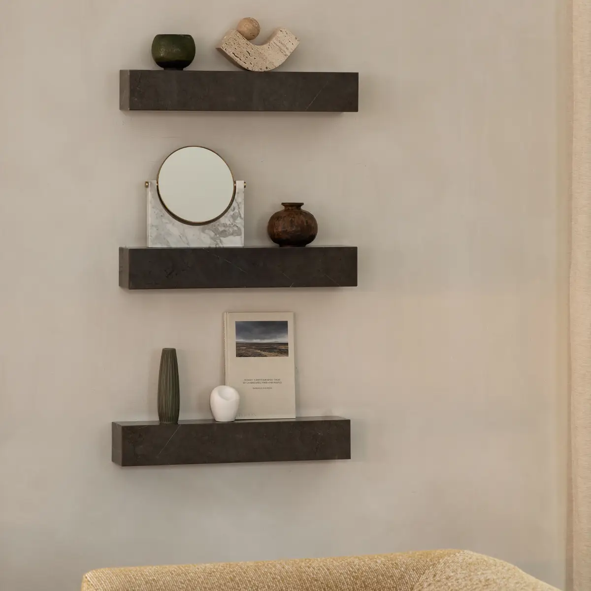 Plinth Shelf, Marble Grey, Kendzo