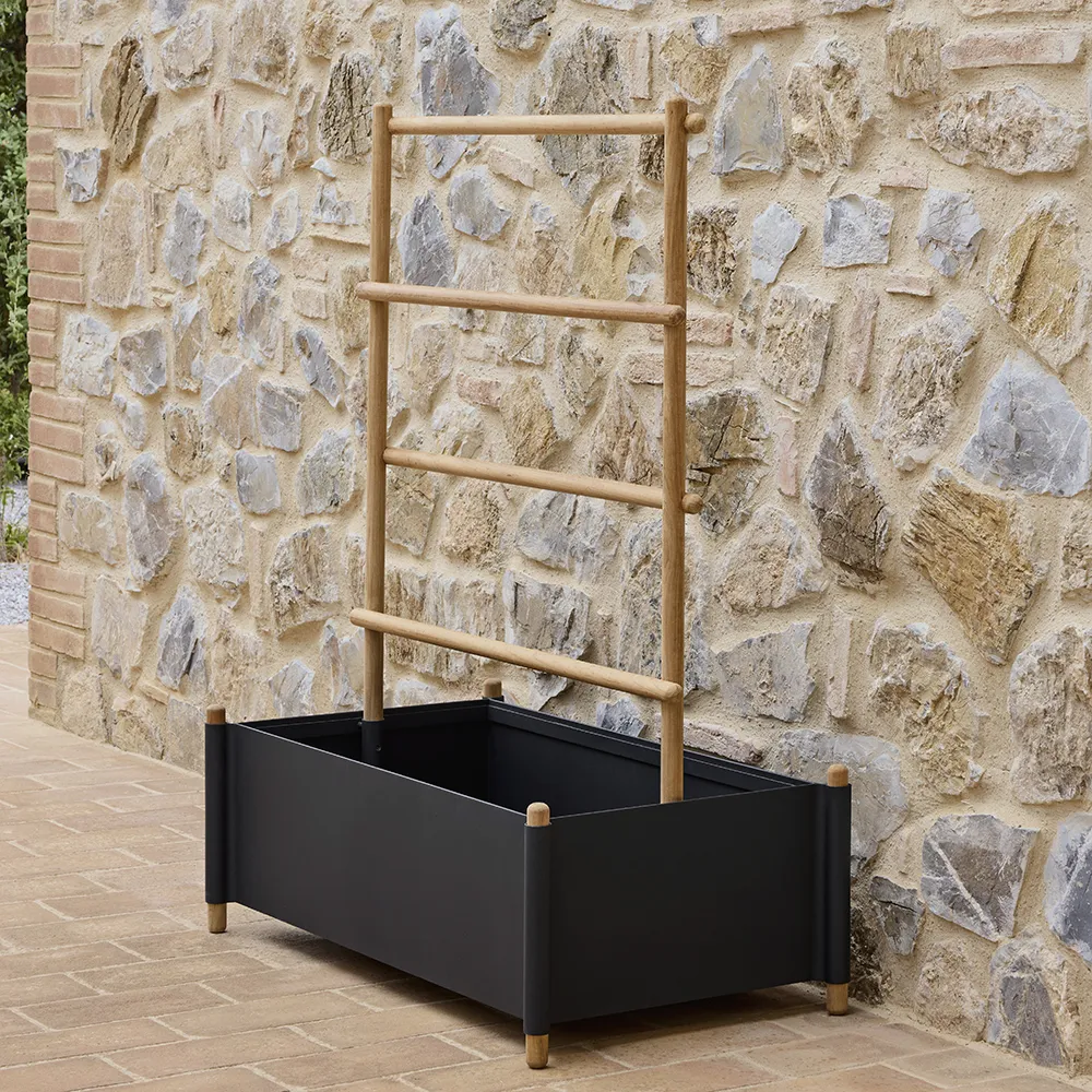 Sticks planter 103x58 cm with rack Teak/Grey