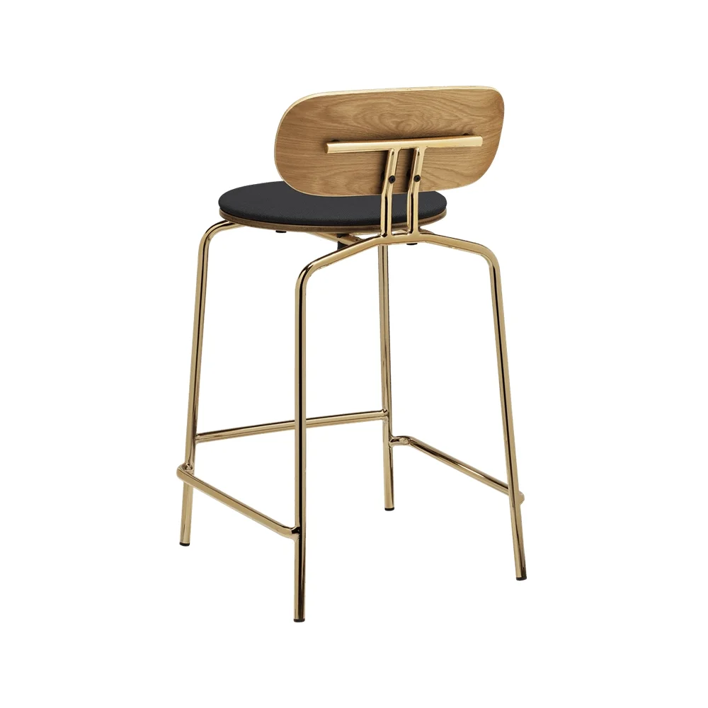 Curious Low Bar Stool Oak/Brass Shadow