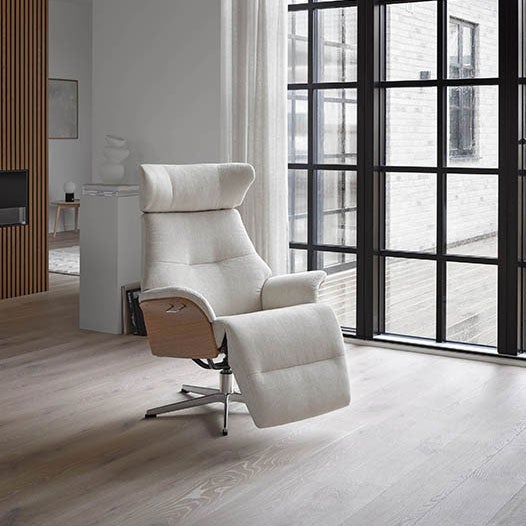 Air swivel armchair with footrest fabric B wood/aluminium