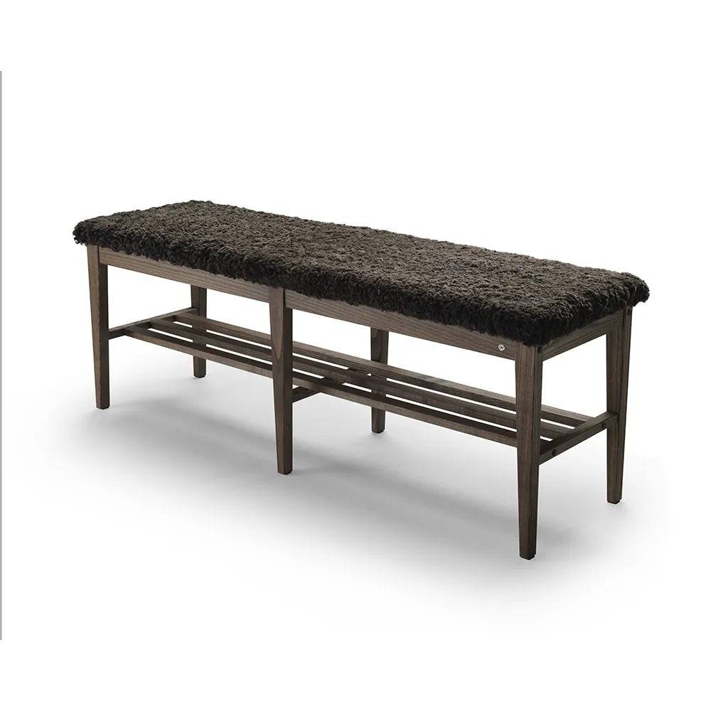 Nadja Bench 130 cm Brown oiled Ash/Sheepskin Brown