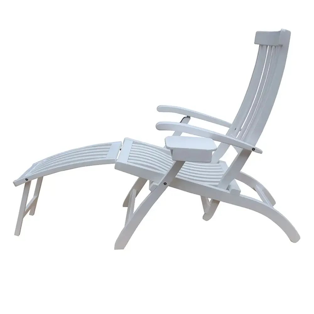 Lobby Deck Chair White incl. tray & rain cover