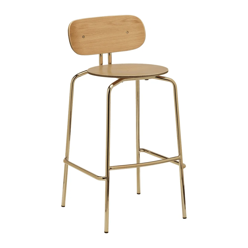 Curious Bar Stool Oak/Brass