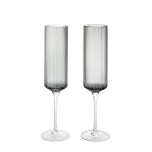 Champagne Glass 2-pack Ripple Smoked Grey