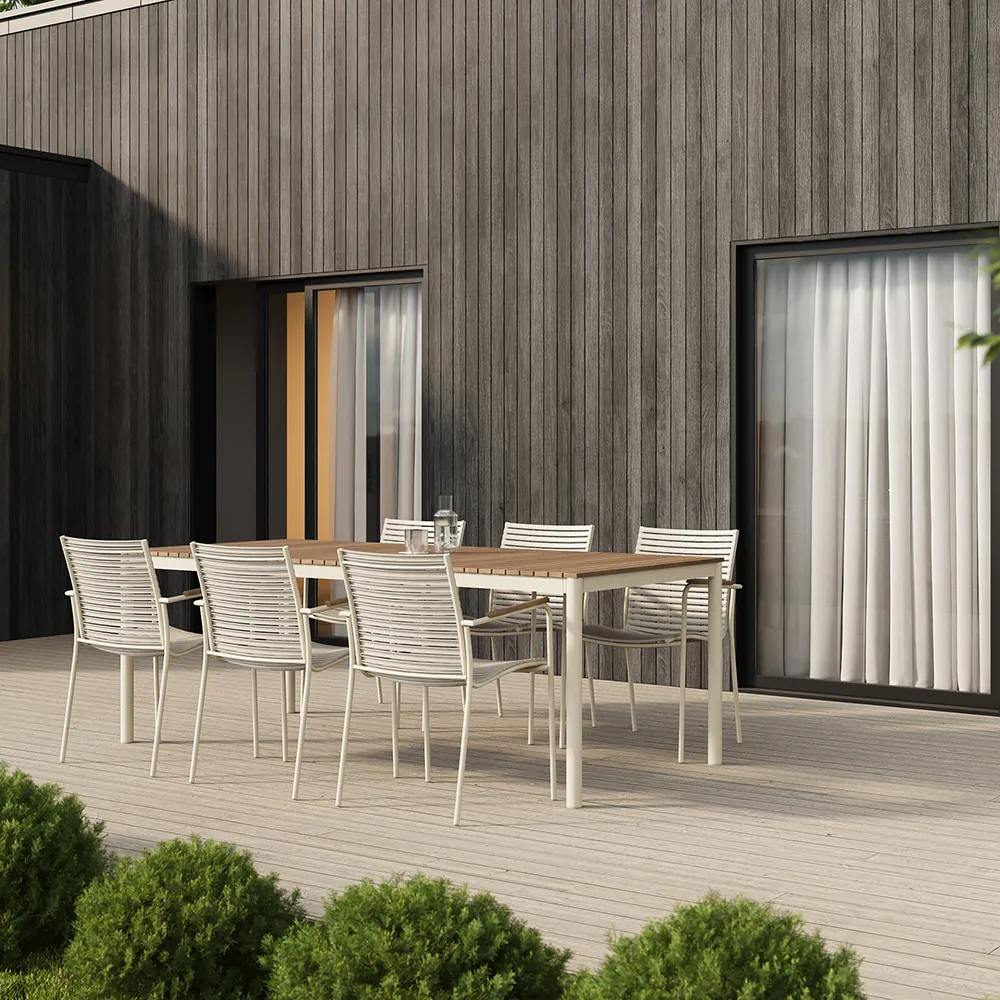 Mood Classic dining table 100x208 cm Sandy grey / teak