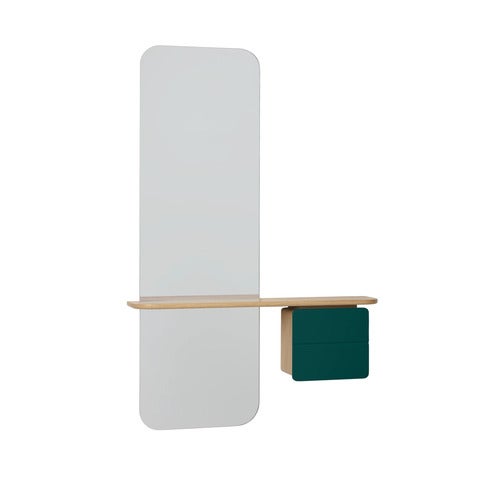 One More Look Mirror Solid Oak/Forest Green