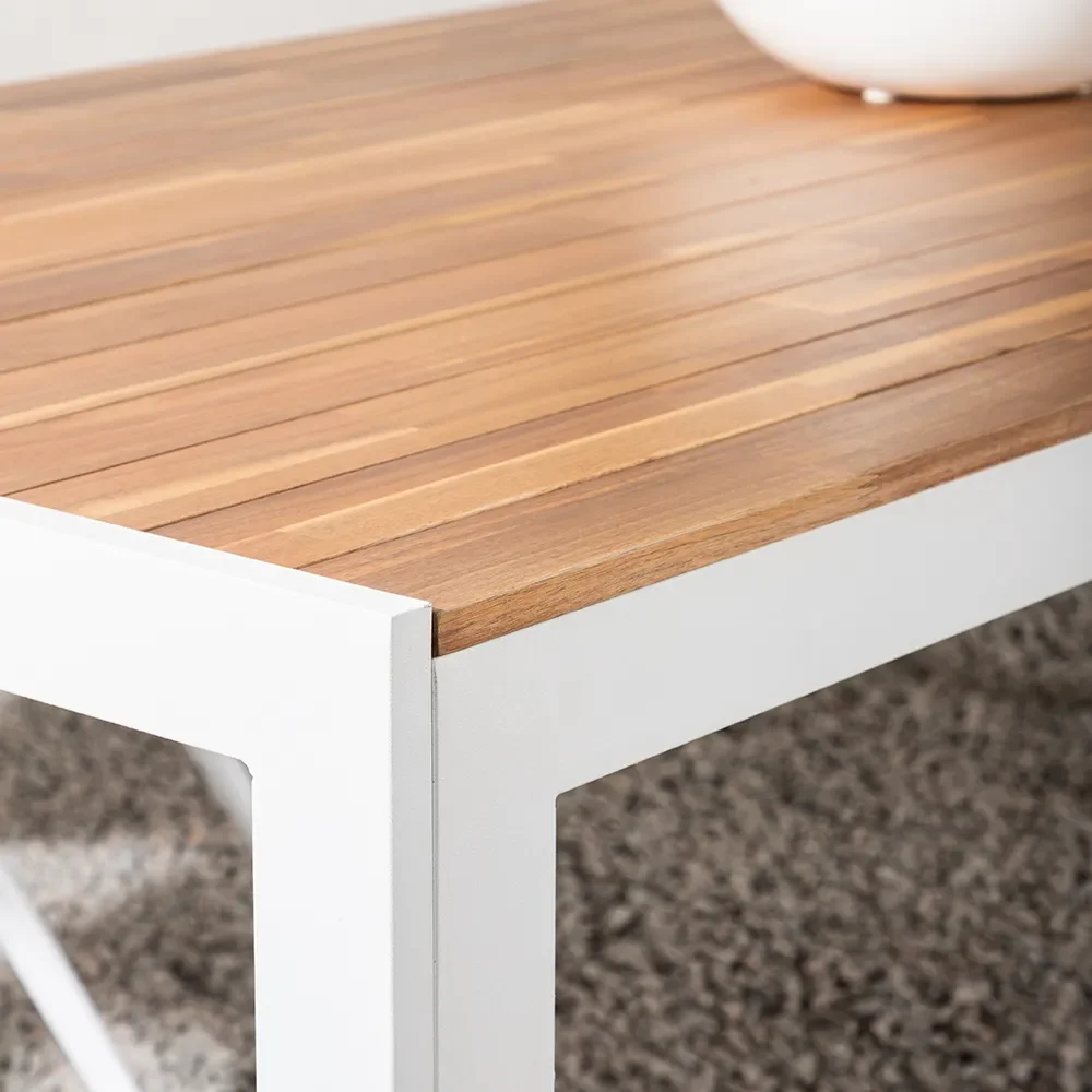 Bois dining table 90x205 cm White/Acacia