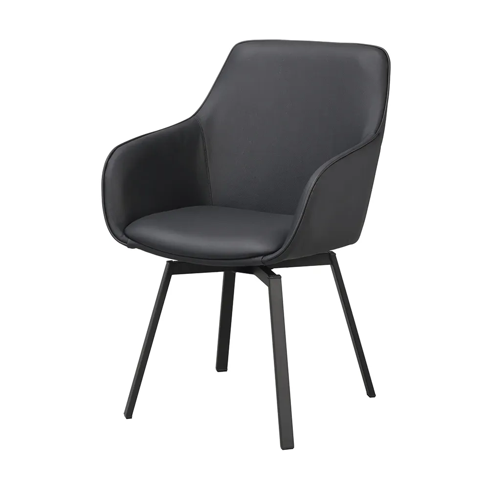 Rowico Home Alison chair with armrests black leather/black metal legs ...
