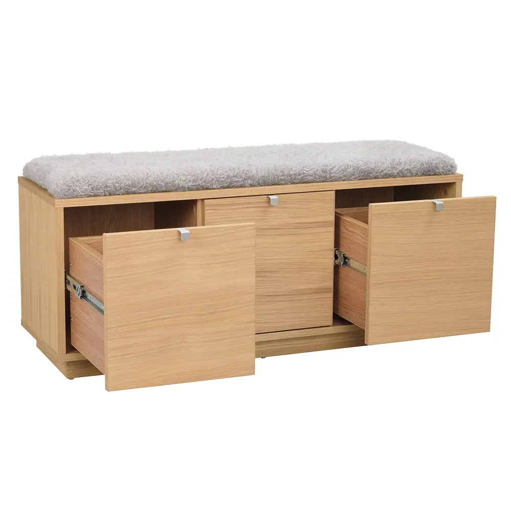 Confetti storage bench oiled oak/sheepskin look