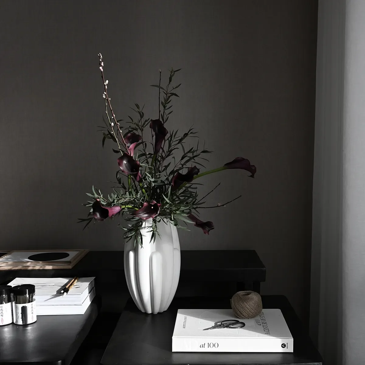 Handmade Vase Bloom Slim Mini Bone White H34 cm