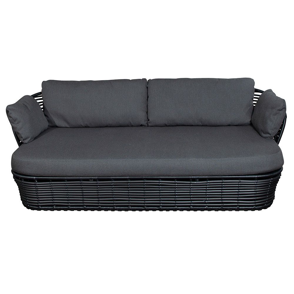 Lounge sofa Basket Graphite Artificial rattan Incl Grey Airtouch Cushion set