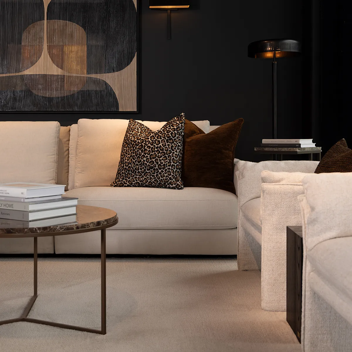 Marble Side Table Cedes Marble Ø 80 cm Ash brown