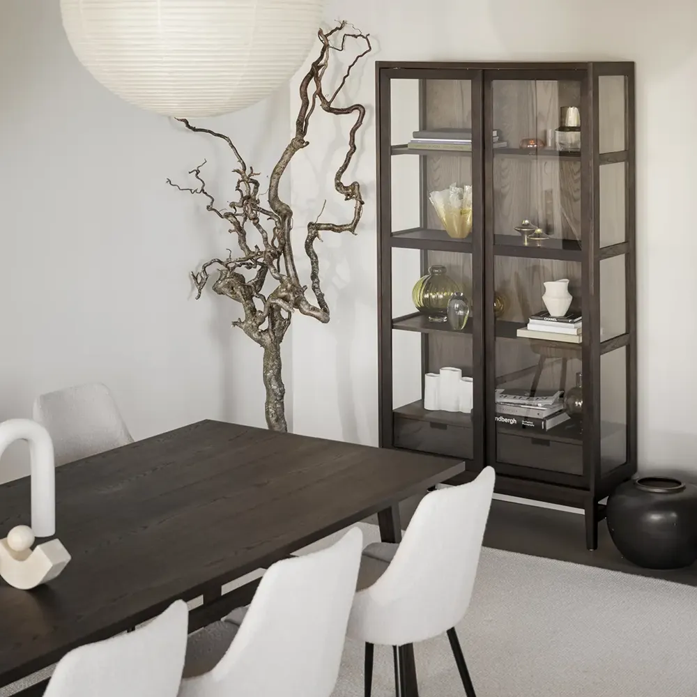 Hazelton display cabinet brown oiled oak