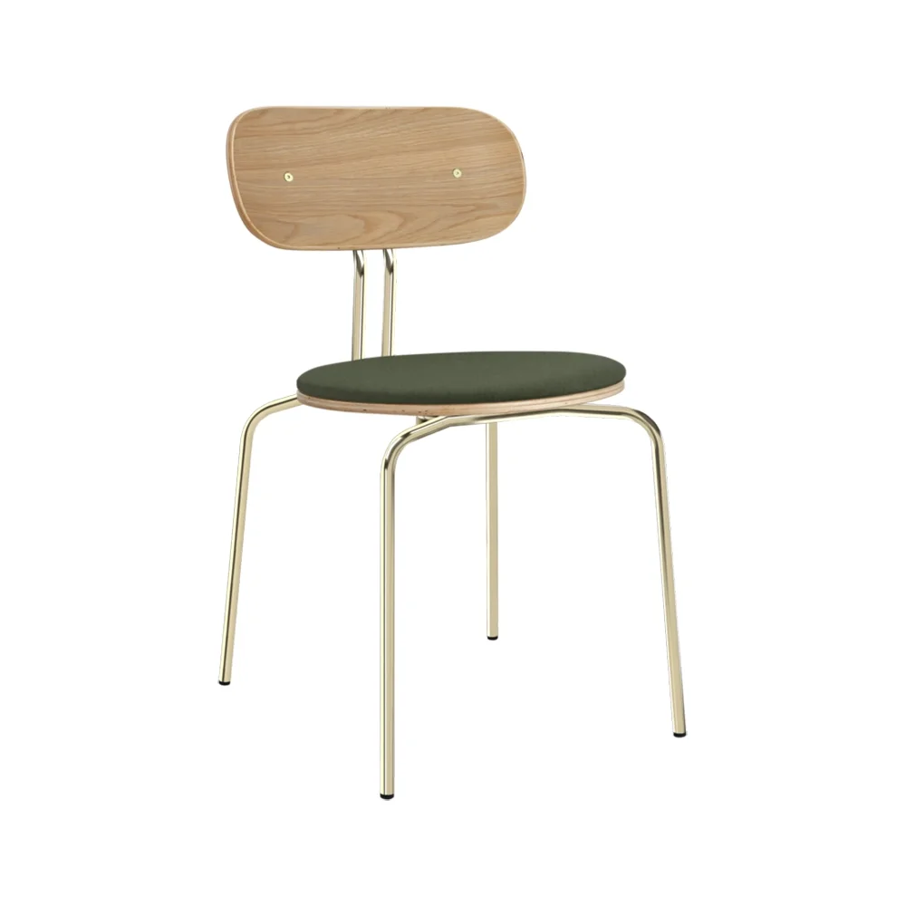 Curious Dining Chair Oak/Brass Racing Green