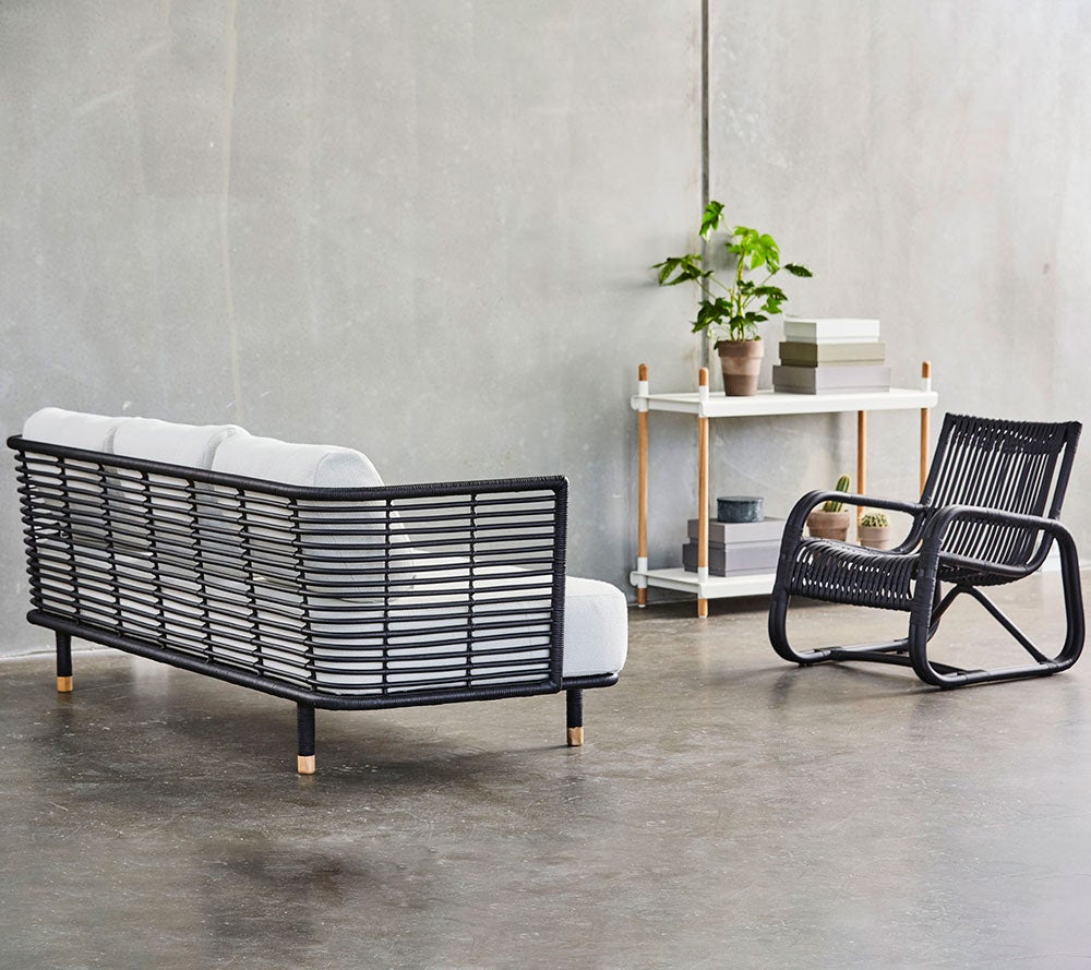 Sense Black wicker sofa