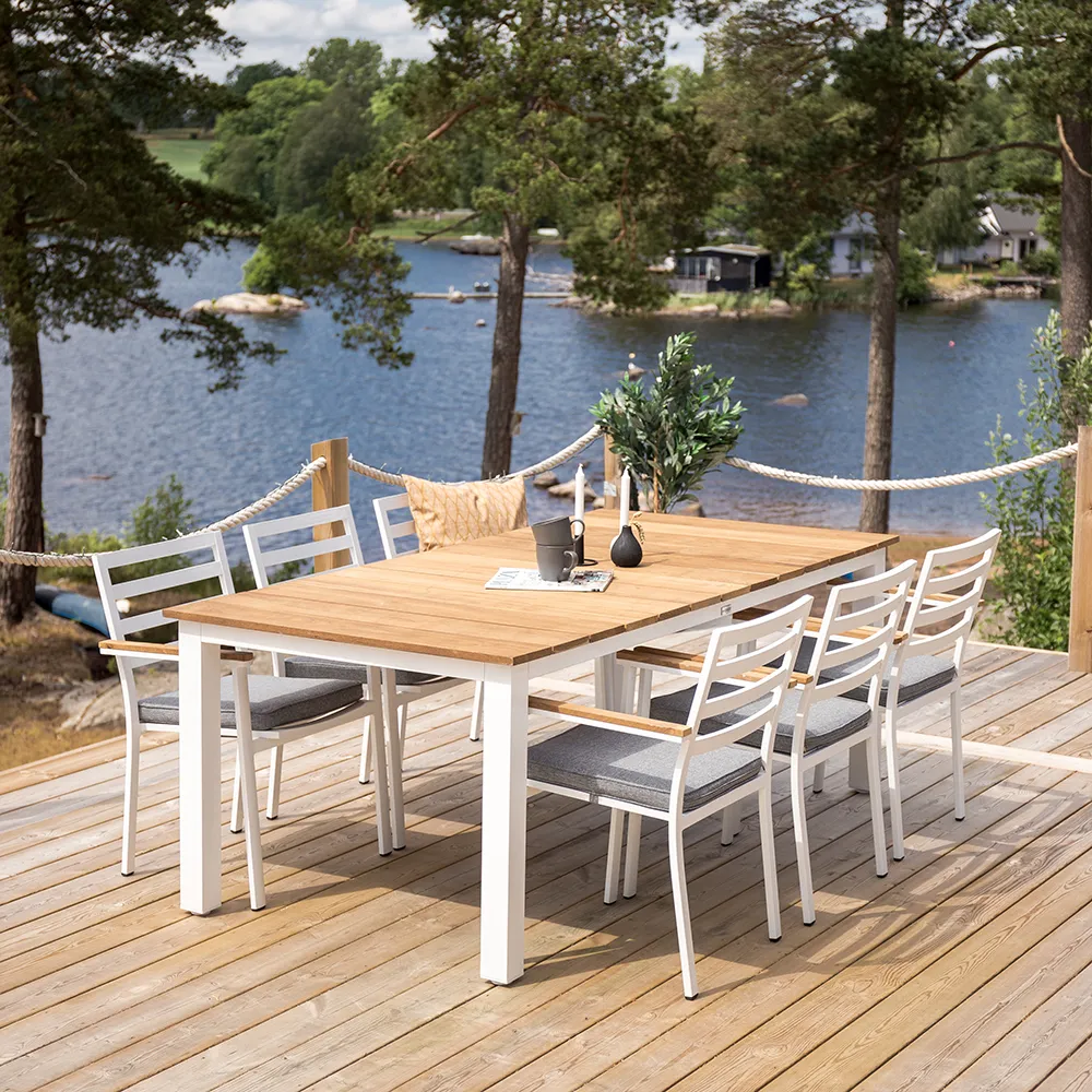 Mexico Dining Table 100x210 cm White/Teak