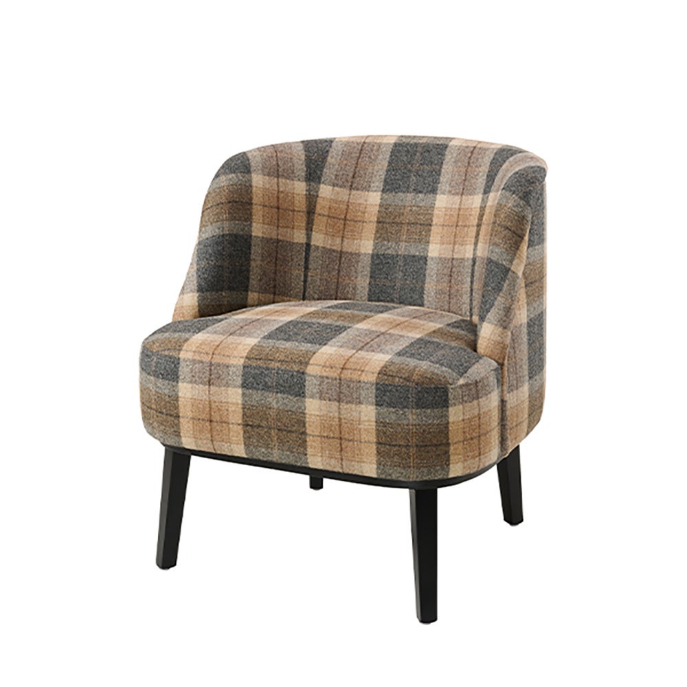 Fairfax fabric armchair Alister plaid brown