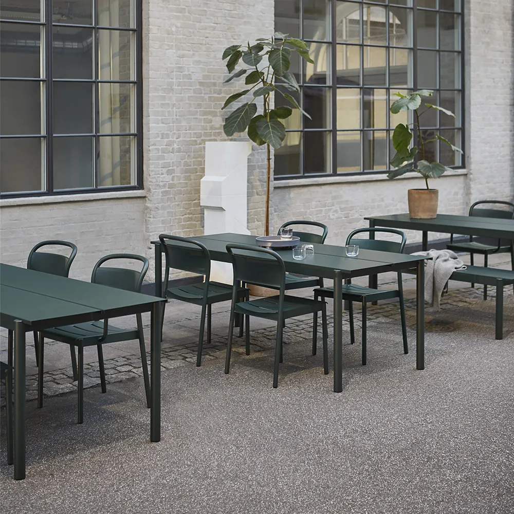 Linear Steel Dining table 140X75 cm Dark Green 