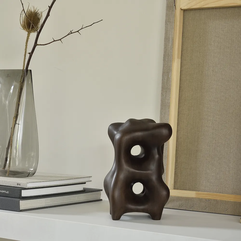 Organic sculpture - varnished mahogany - dark brown