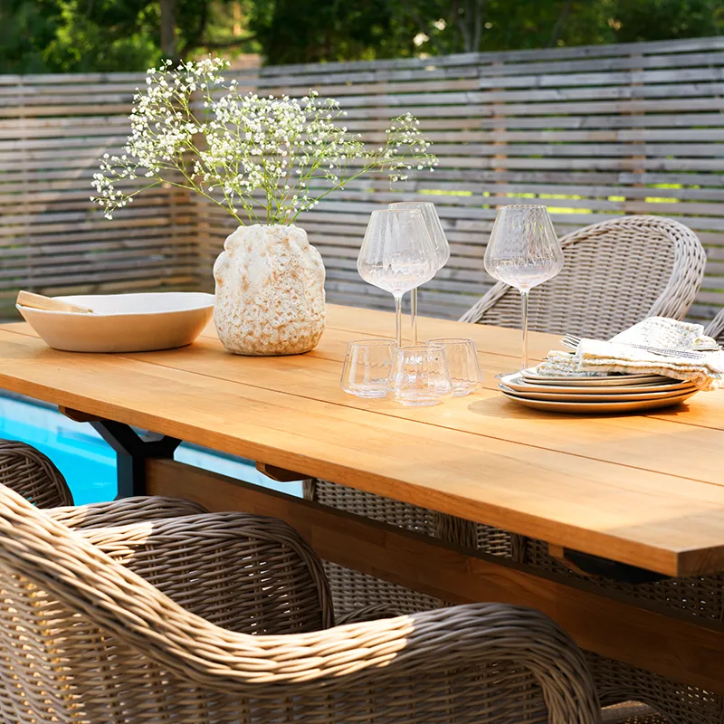 Mark dining table 95x230 cm black / teak