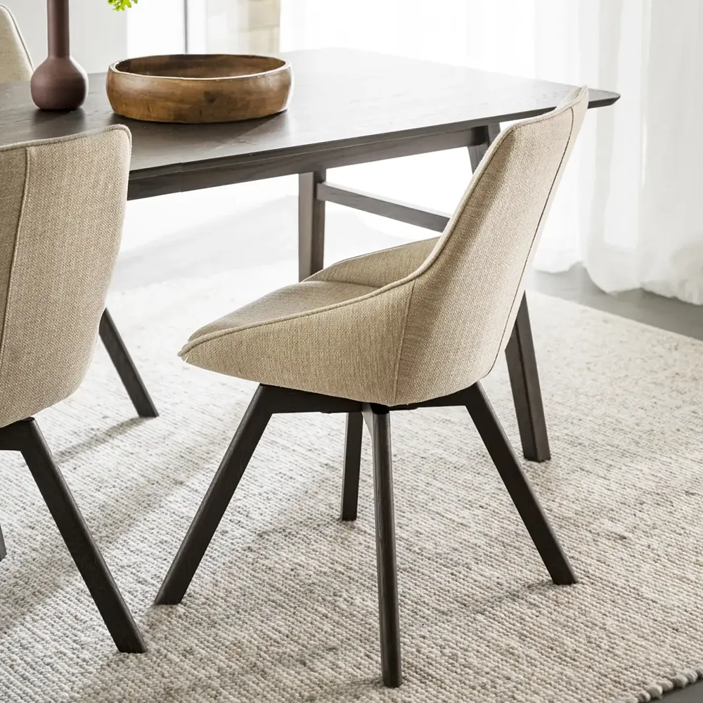 Alison dining chair lightbeige fabric/brown oak legs
