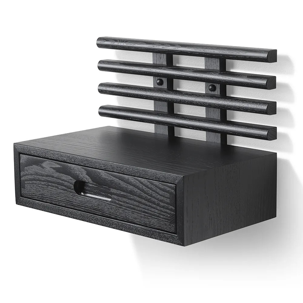 Zana Bedside Table with Drawer Black Stained Ash