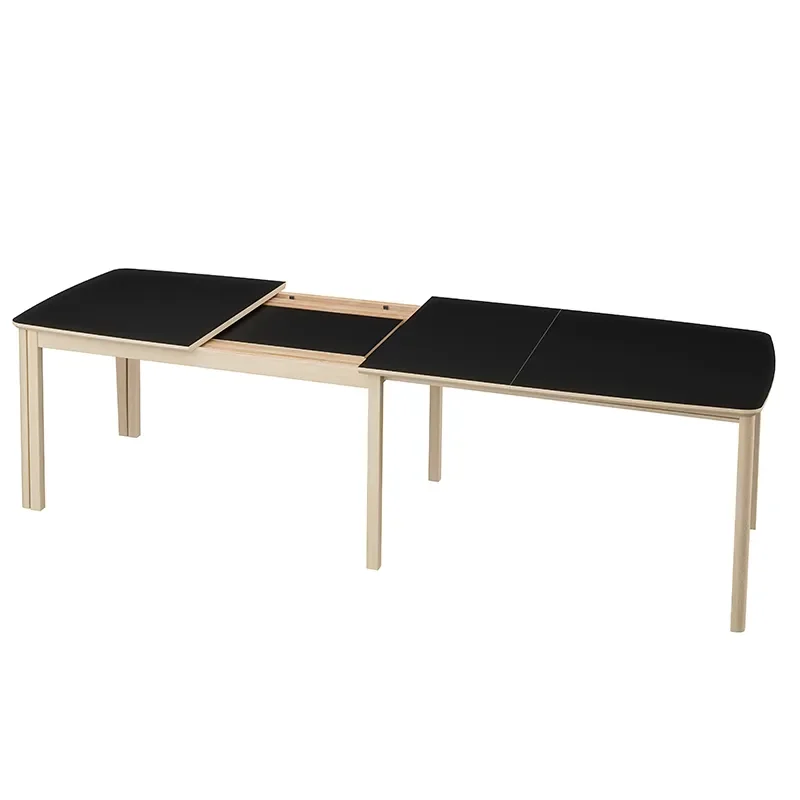 SM107 Dining table 101x160-316-368 cm White oiled oak - Black nano laminate