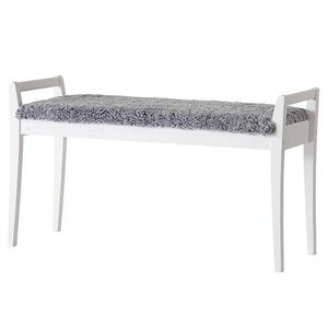 Meja Bench White Lacquered Birch/Sheepskin Light Grey