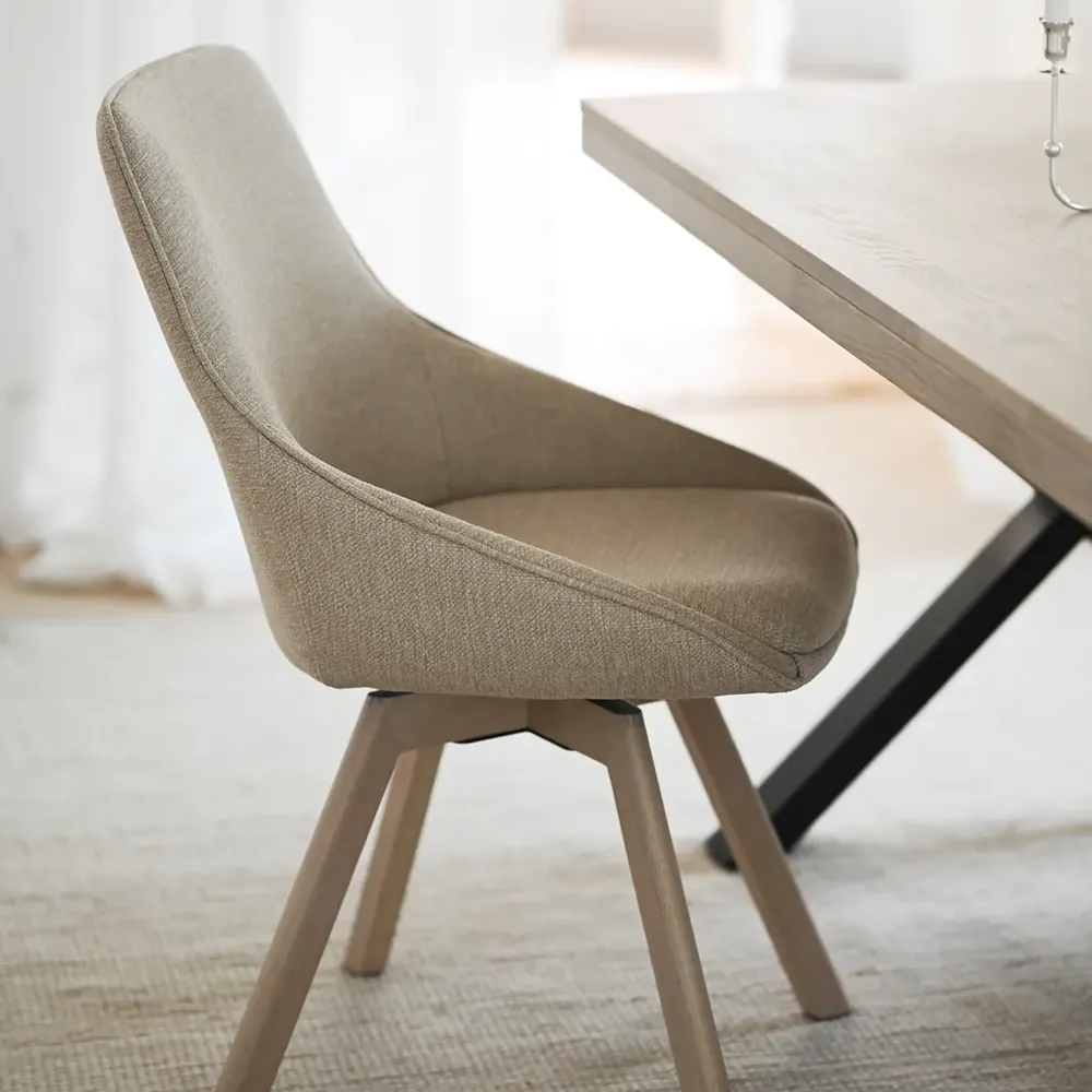 Alison dining chair lightbeige fabric/white pigmented oak legs