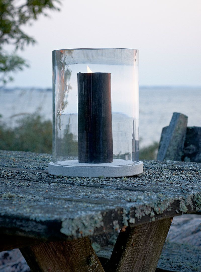 Moja Candle Lantern Grey Glass