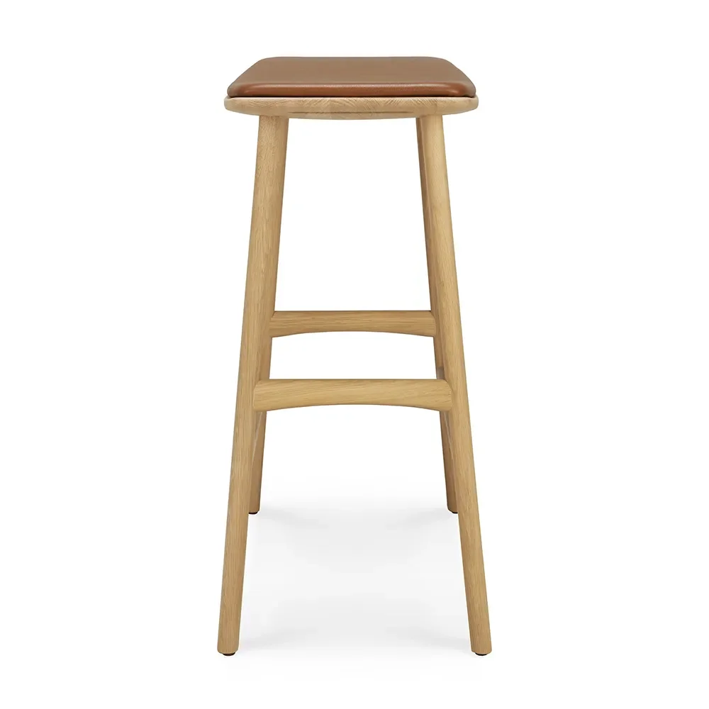 Osso Barstool Low Oak/Cognac leather