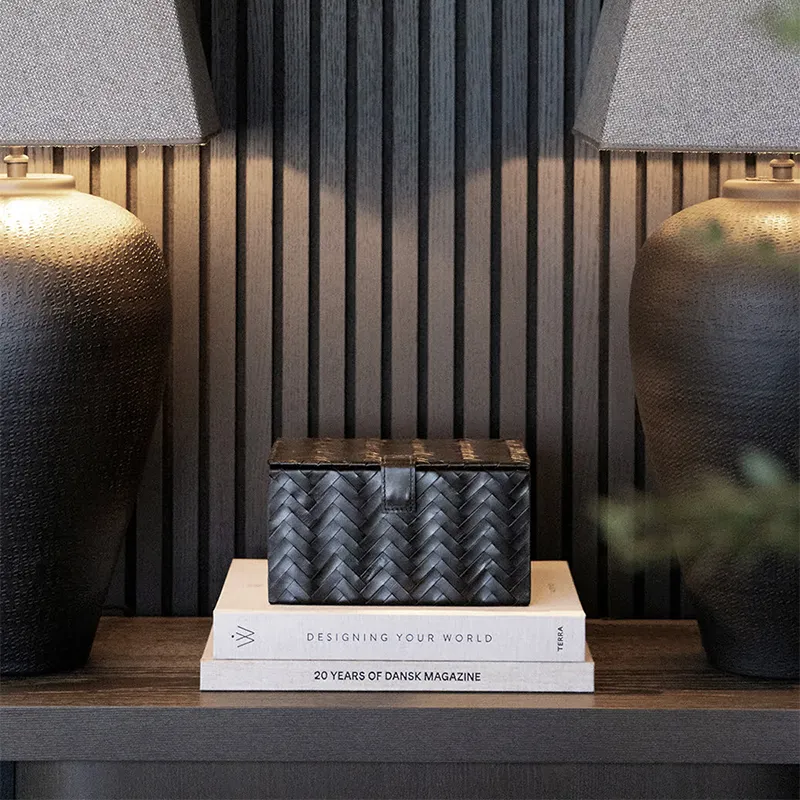 Fontana 3-set leather boxes black