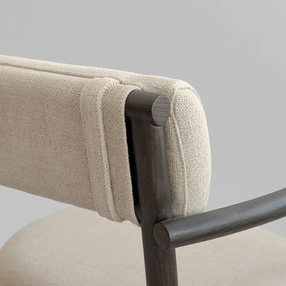 Nama Dining Chair, Armrest - Coffee Black, Linen