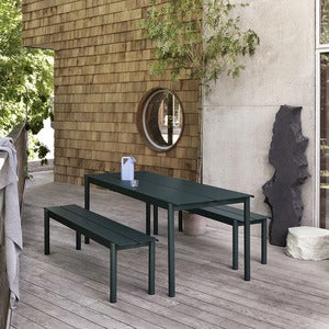 Linear Steel Dining table 140X75 cm Warm Galvanized Steel 