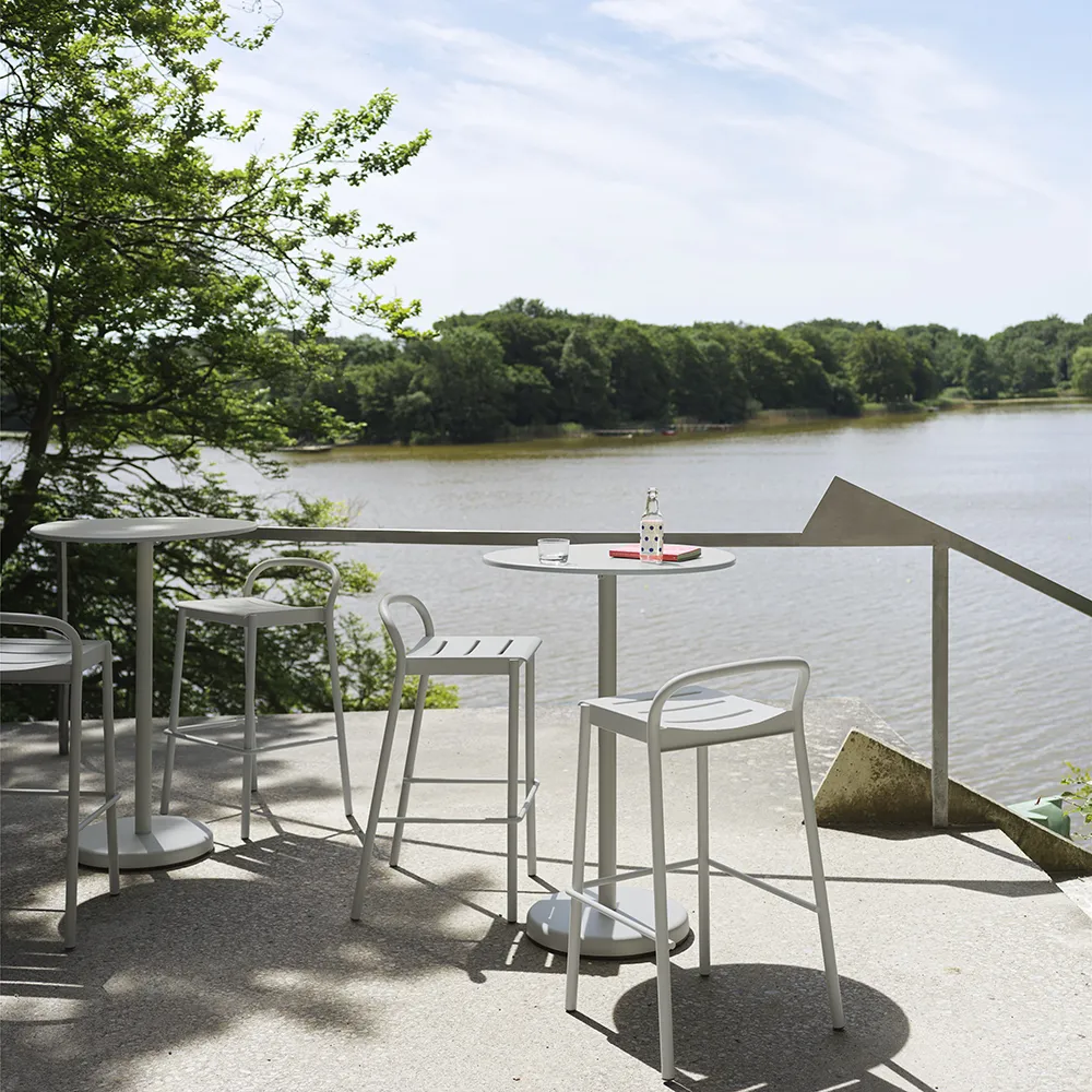 Linear Steel Bar table Ø70 cm Anthracite Black 