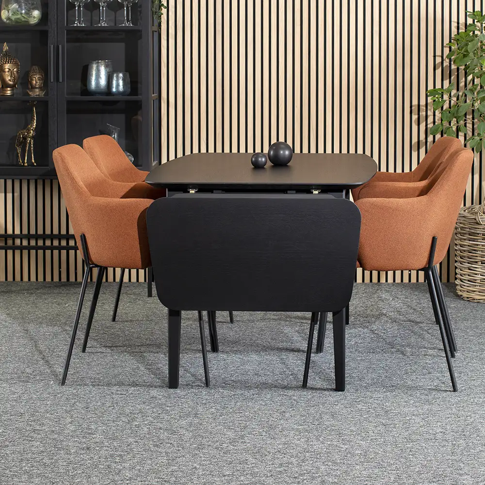 Ella Dining table 125x85 with flap black